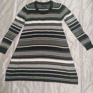 ultra flirt women's acrylic knit dress sizeS blk/grey/white long sleeves